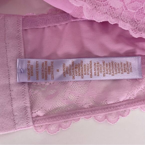 Savage X Fenty Light Pink Lace Unlined Bralette Bra - Picture 7 of 7